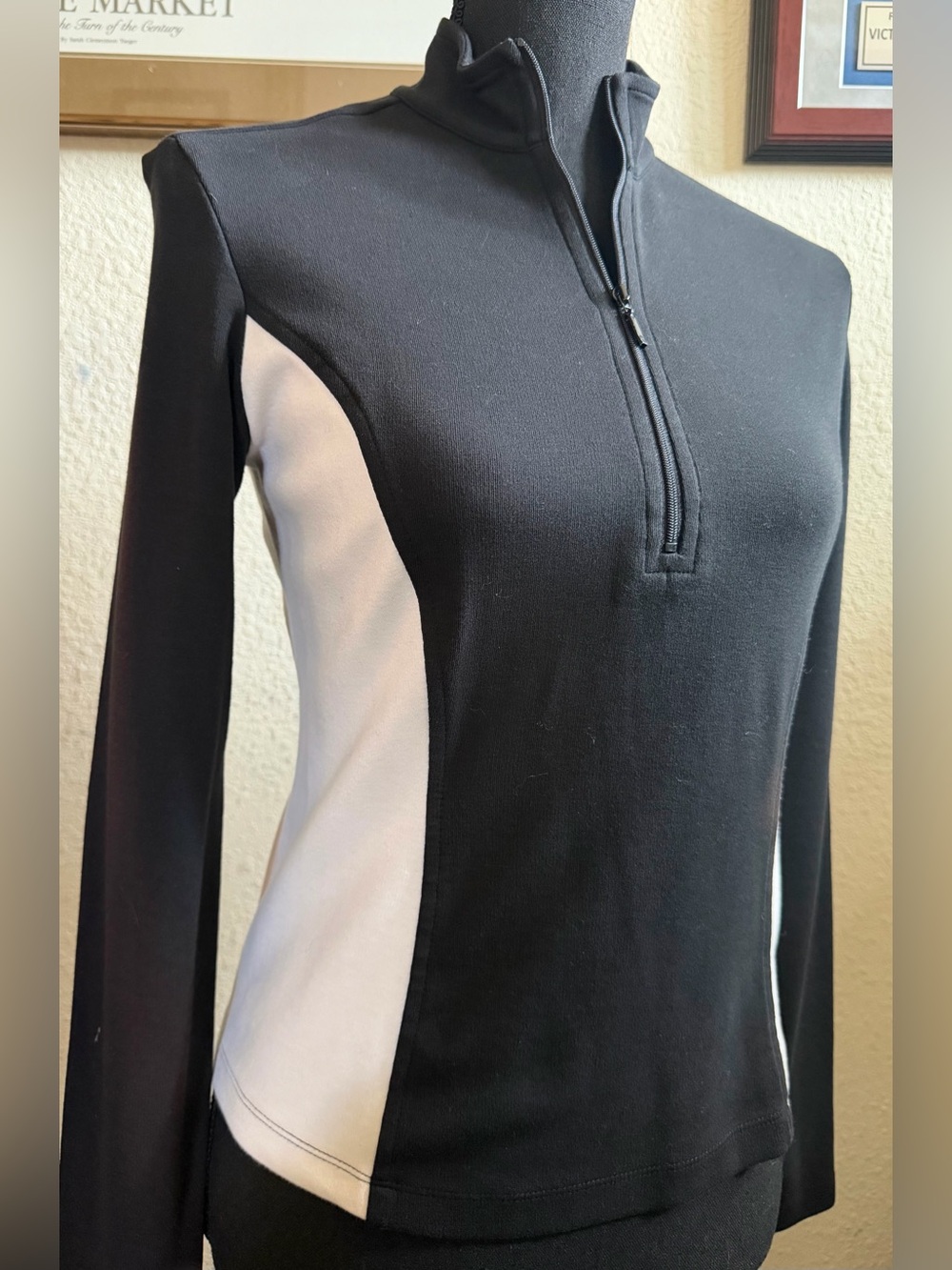 Express Black and White Quarter-Zip Athletic Top